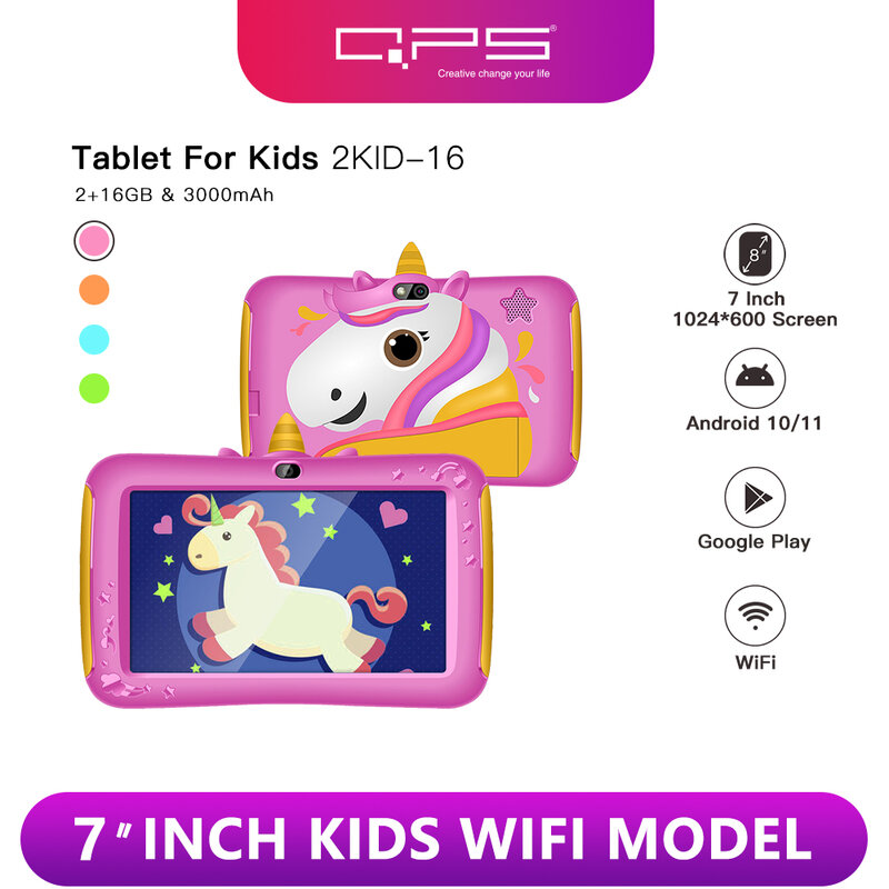 新7 "タブレットpc子供教育タブレット16ギガバイトのandroid 11.0動物の形の子供たちは、錠ユニコーンタブレット子供のためのギフト