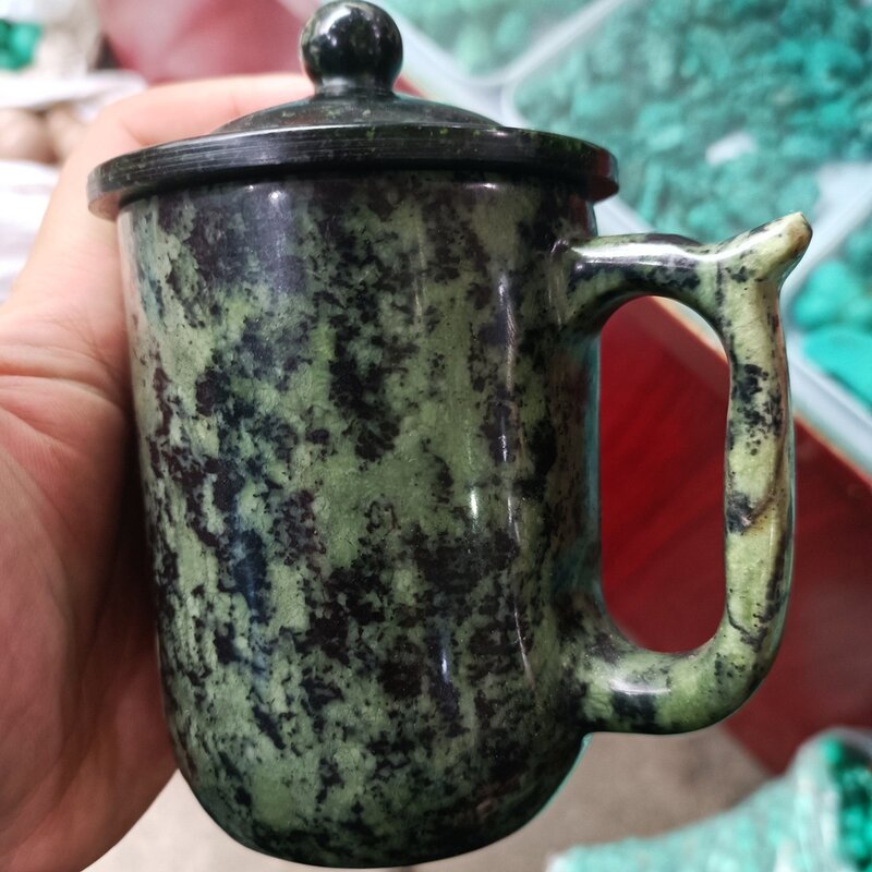 Giada tibetana naturale medicina re pietra Master Cup assistenza sanitaria tazza da tè giada naturale colore casuale