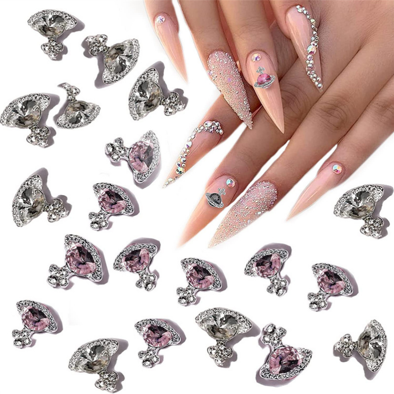10pcs Luxury Silver Planet Nail Art Charms Jewelry Nails Accessories 3D Glitter Alloy Rhinestones Saturn Nail Decorations Parts