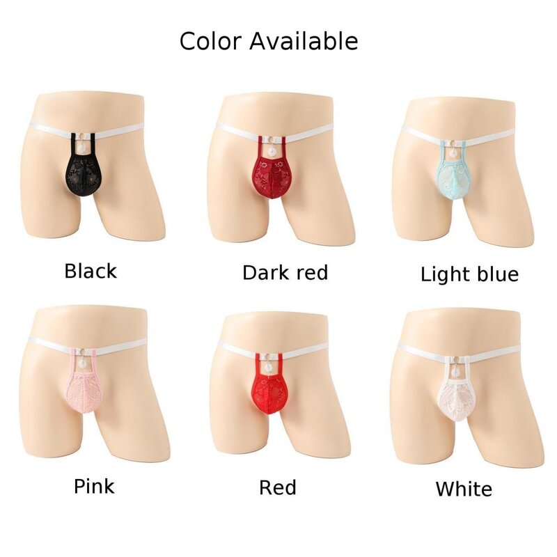 Culotte string en dentelle pour homme, sous-vêtement sexy, taille basse, tissu respirant et extensible, gamme de couleurs