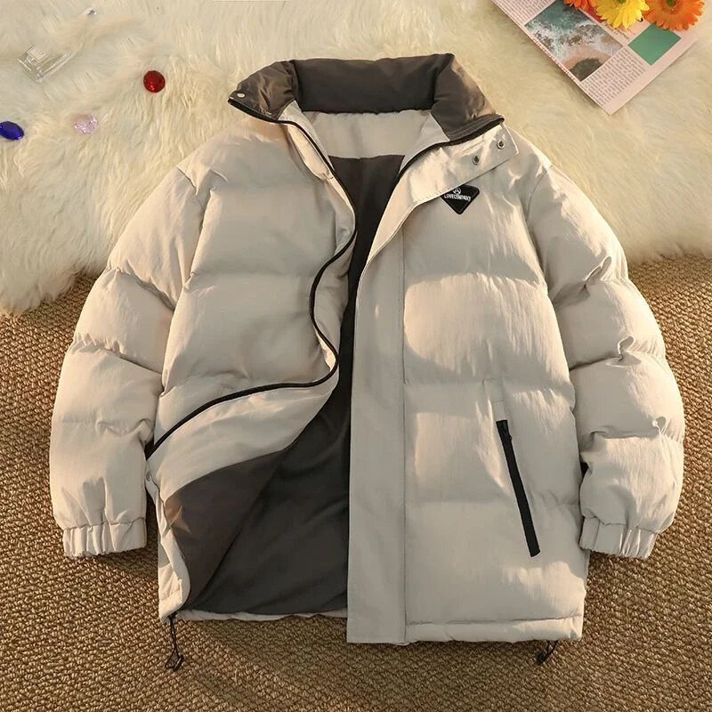 Jednorzędowe parki w stylu Retro ciepłe grube aplikacje z literami kurtka 2023 zimowa damska codzienna odzież wierzchnia w stylu Vintage modny płaszcz