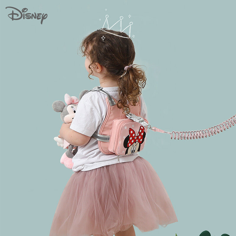 Disney-arnés de bloqueo de seguridad para niños pequeños para bebés y niños, correa de cuerda para caminar, muñequera antipérdida, correa de mano
