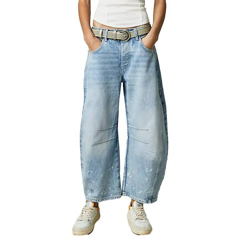 여성용 로우 웨이스트 헐렁한 데님 팬츠, 세련된 단색, 남자친구 테이퍼 팬츠, 2000 년대 패션, y2k 크롭 청바지