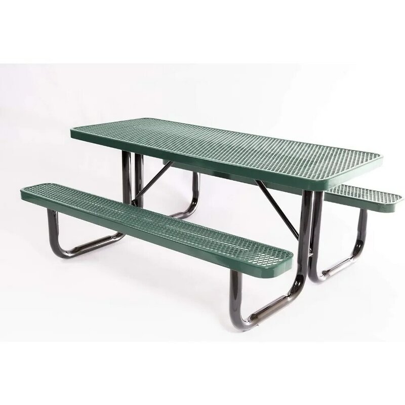 頑丈な長方形のピクニックテーブル,緑の屋外パティオ家具,屋外テーブル,T6-GRN, 6フィート