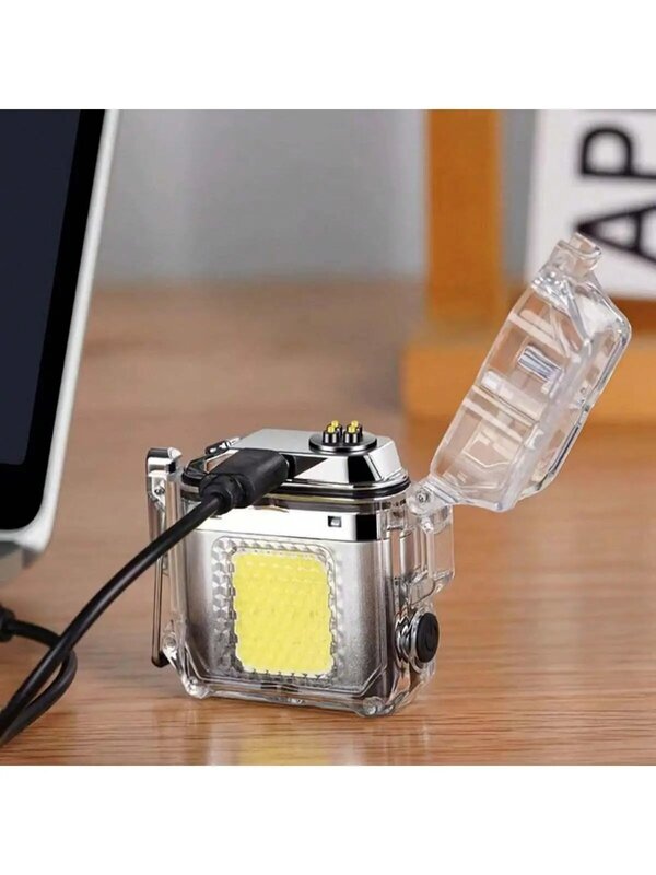 Outdoor Lighting Electric Lighter - Advanced Transparent Arc Shell Design | Waterproof Power Display | Easy to Charge Portable