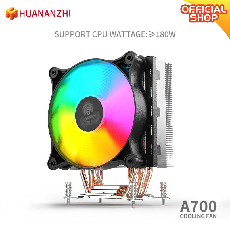 HUANANZHI-النحاس أنبوب الحرارة مروحة المبرد ، وحدة المعالجة المركزية مروحة التبريد ، المبرد هادئة ، المبرد ، LED ، A300 ، A400 ، A500 ، A700 ، A04 ، A06 ، 4 و 6