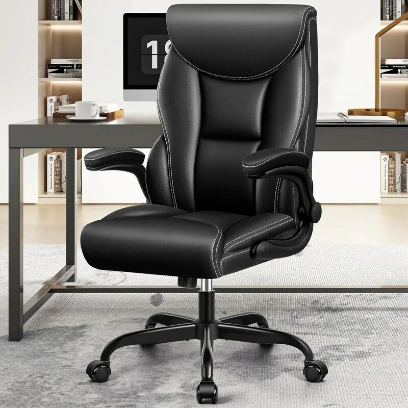 Confortável PU Leather Home Office Cadeira, Cadeira ergonômica grande e alta, Cadeira executiva, Costas altas
