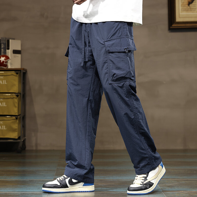 Spring New Men Outdoors Charge Pants American Style Leisure Display Height Appear Thin Loose Casual Comfortable Trousers
