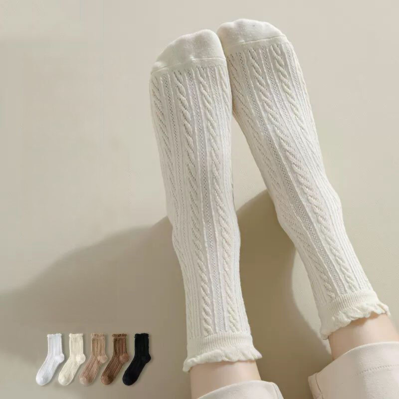 Calzini da donna incinte autunnali in stile giapponese calzini fantasia calzini larghi bocca carina e dolce calzini a tubo medio in cotone tinta unita