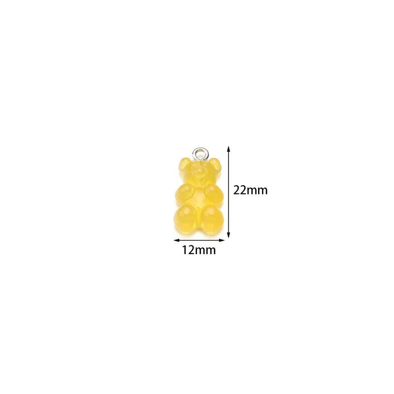 Acrílico Candy Color Bear Pendant para Fazer Jóias, Brinco Bonito, Colar, Chaveiros Acessórios, Moda DIY, 12x22mm, 10Pcs por lote