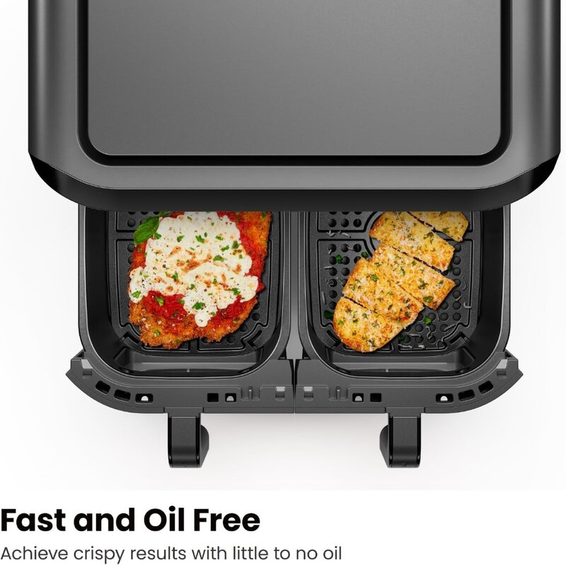 Chefman 6 Quart Dual Mand Friteuse Oven Met Gemakkelijk Te Bekijken Ramen, Synchronisatie Afwerking, Hi-Fry