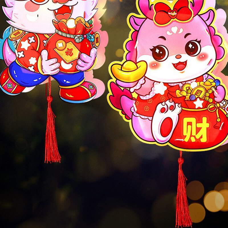 새해 DIY 랜턴, 만화 용 중국 용수철 축제, 전통 수제 종이 랜턴, 중국 새해 장식 선물