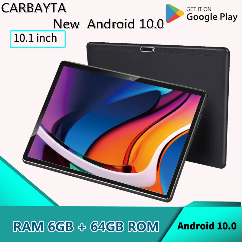 Nouveau Modèle Comprimés 10.1 Pouces Tablette Android 10.0 6 GO de RAM 64 GO ROM 4G LTE 5G WiFi Bluetooth GPS 6000mAh Batterie Type C Tablettes PC