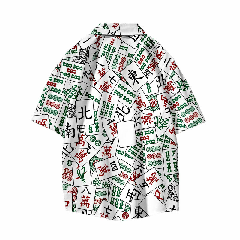 Camisa de manga corta con estampado de Mahjong para hombre, ropa holgada informal de gran tamaño, estilo chino, deportes de verano, Hong Kong, 2022
