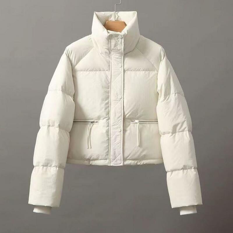 Chaqueta acolchada de algodón para mujer, abrigo corto de moda coreana con cuello levantado, grueso, Tops de invierno, novedad de 2023