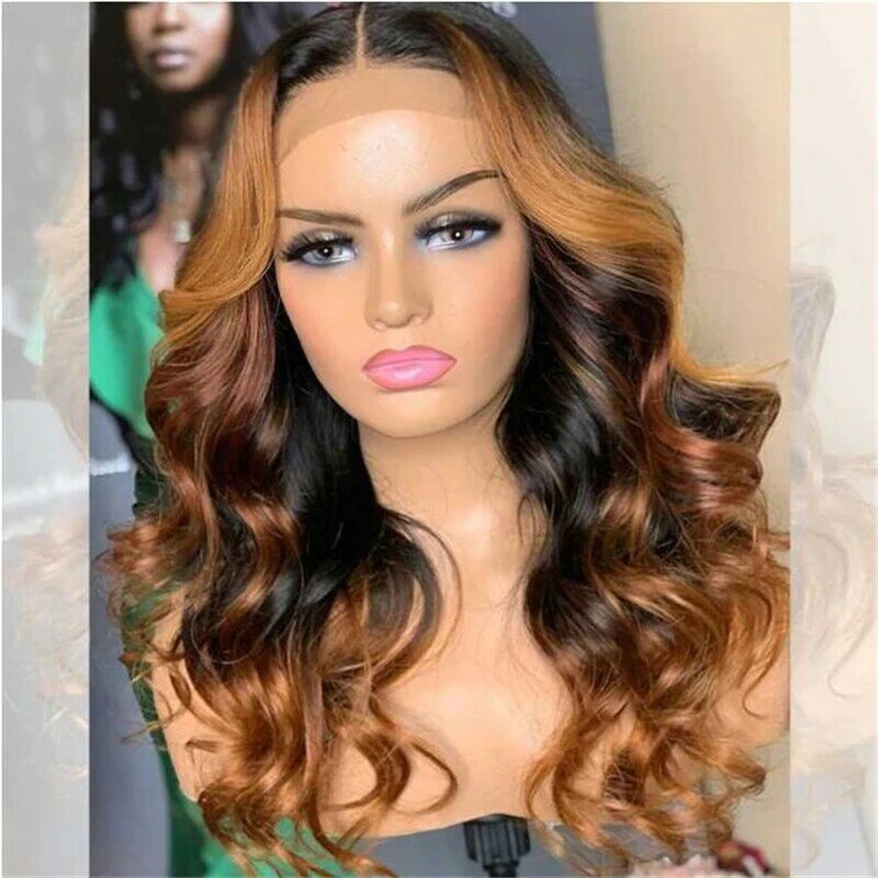Soft Glueless Highlight Ombre Blonde Body Wave 23AGrade 13*4Lace Front Wig For Black Women BabyHair European HumanHair Jewish