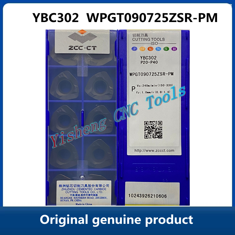 ZCC CT WPGT YBC302-cortador de fresado de WPGT090725ZSR-PM, insertos, herramientas de corte CNC, producto Original y genuino