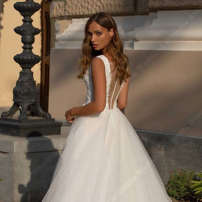 Elegancka koronka suknia ślubna z długimi rękawami z odkrytymi ramionami tiulowe suknie panny młodej 2024 nowe szata na imprezę na zamówienie Plus Size