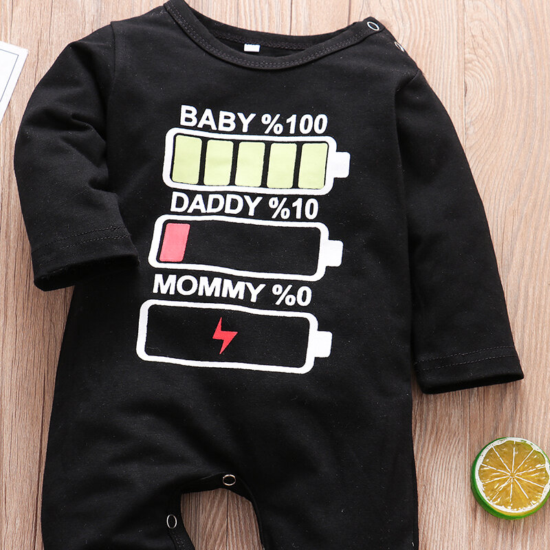 Baju monyet bayi baru lahir, pakaian Jumpsuit katun kasual nyaman lengan panjang pola huruf Daddy Mommy