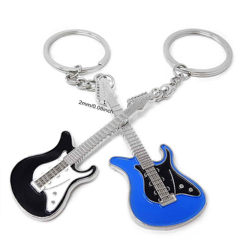 Gantungan Kunci gitar Mini pria, gantungan kunci mobil Bass elektrik 60 buah