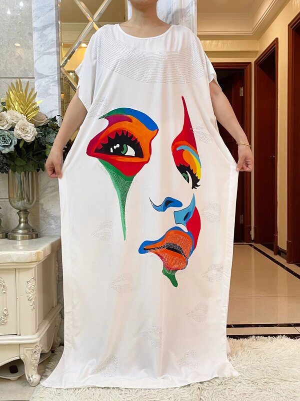 Robe de soirée en dentelle pour femme, écharpe en coton, imprimé floral adt, boubou, maxi islam, manches courtes, diamants abaya, nouvelle collection 2024
