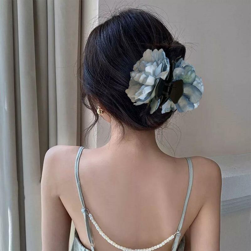 Заколка для волос в стиле ретро с имитацией цветка, летняя цветная заколка для волос с градиентом, весенние аксессуары для волос для отпуска