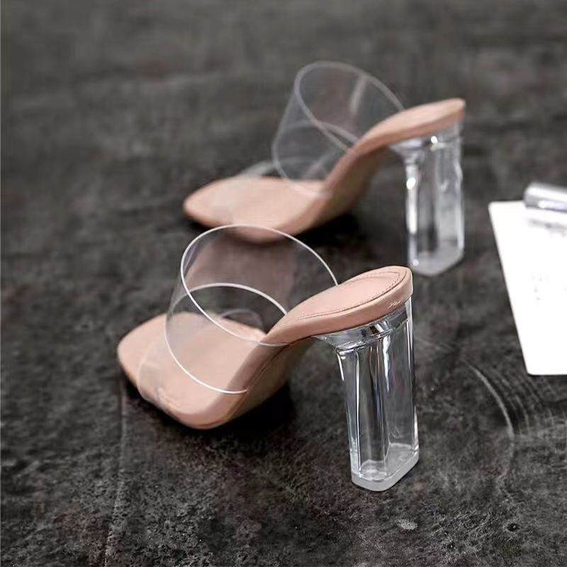 Letnie kobiety pompy sandały pcv galaretki kapcie szpilki z otwartym czubkiem kobiety przezroczyste klapki pleksi obcas transparentne sandały