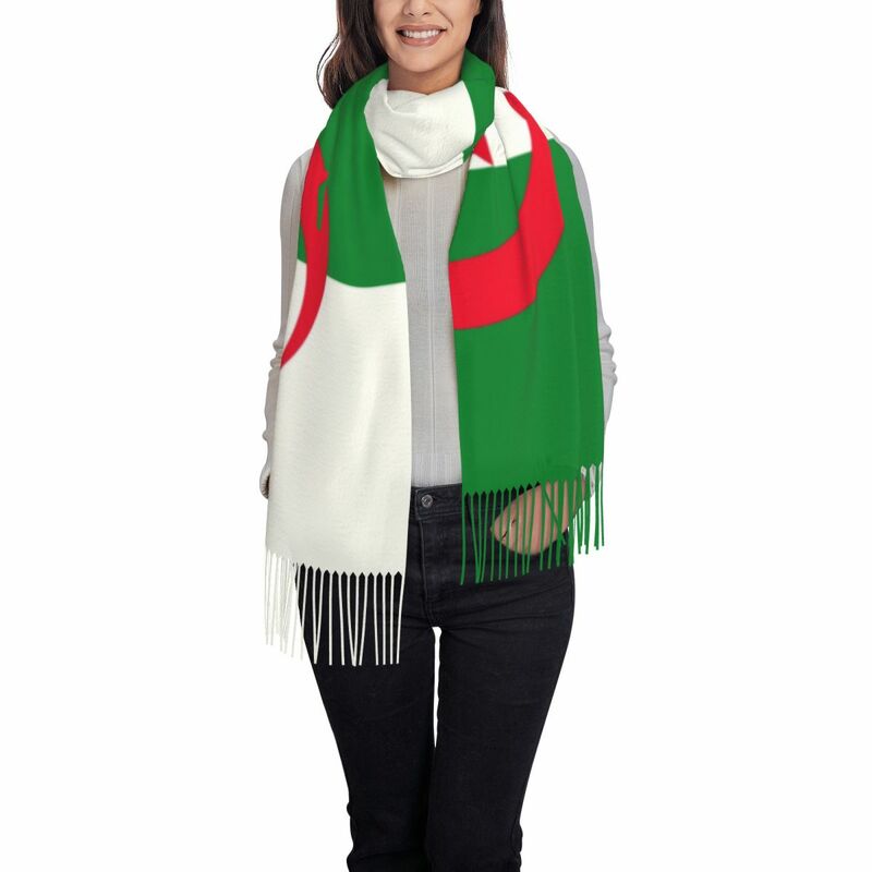 Senhora grande argélia bandeira cachecóis feminino inverno grosso quente borla xale envoltório cachecol