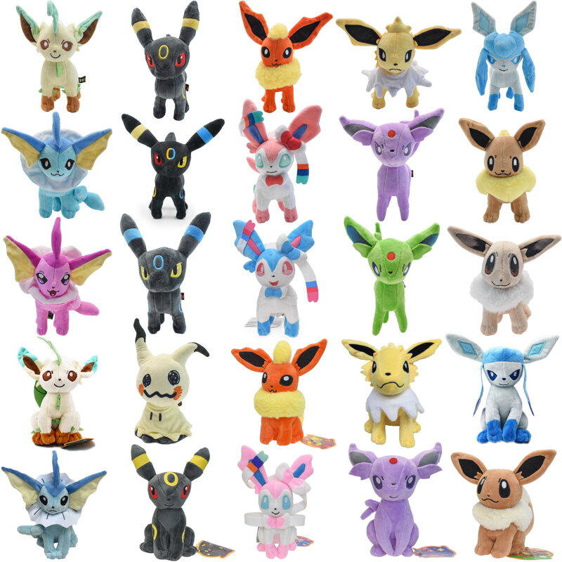25 stylów Pokemon Pulsh zabawki Mimikyu błyszczące Eevee Umbreon Flareon Jolteon Glaceon Vaporeon Sylveon Espeon Peluche wypchane lalki
