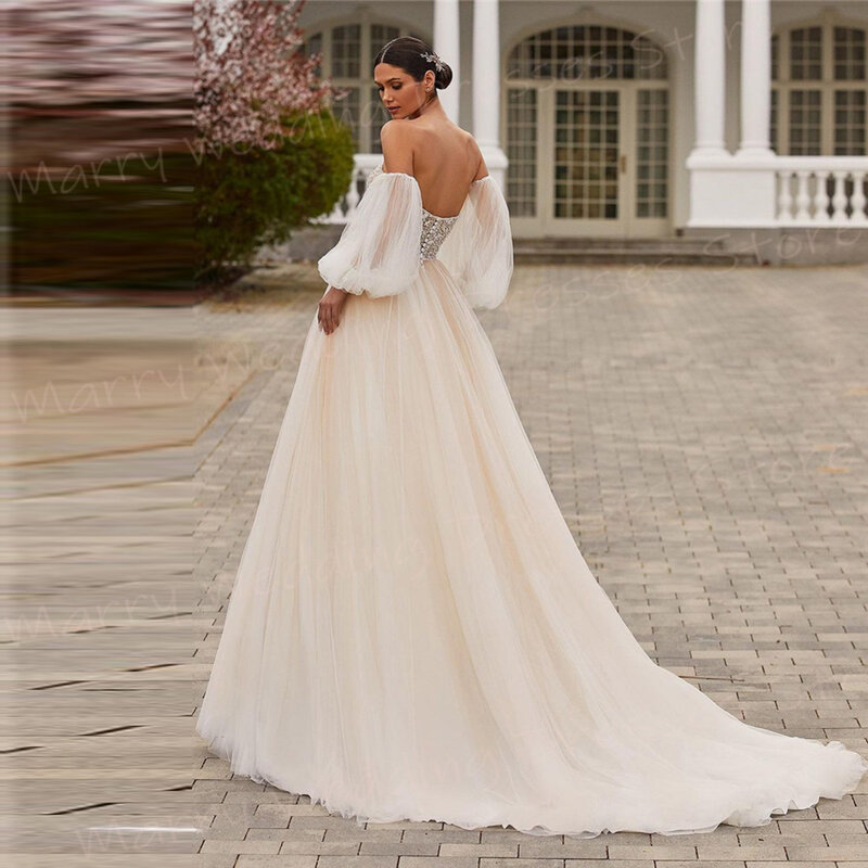 Женское свадебное платье It's yiiya, белое элегантное платье трапециевидной формы с кружевной аппликацией и пышными рукавами на лето 2019