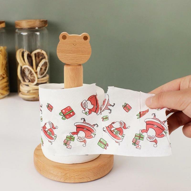 Kertas Toilet Natal Festival kertas Toilet bubur kayu cetak tema perlengkapan dekorasi rusa Sinterklas gulung hadiah meriah