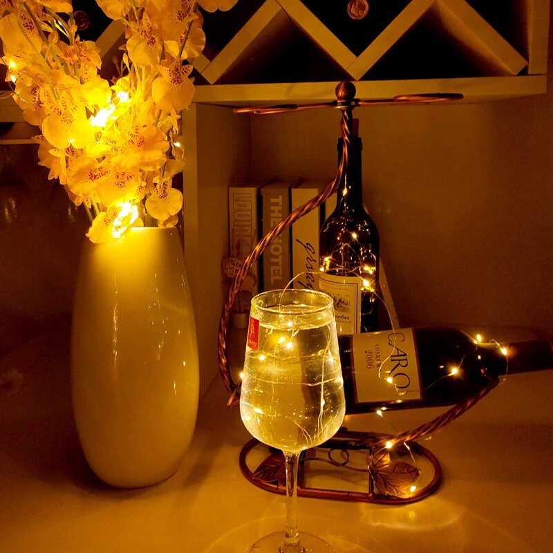 Luces decorativas para botella de vino, manualidades de corcho para bricolaje, Decoración de cumpleaños, fiesta de bodas, 10 piezas