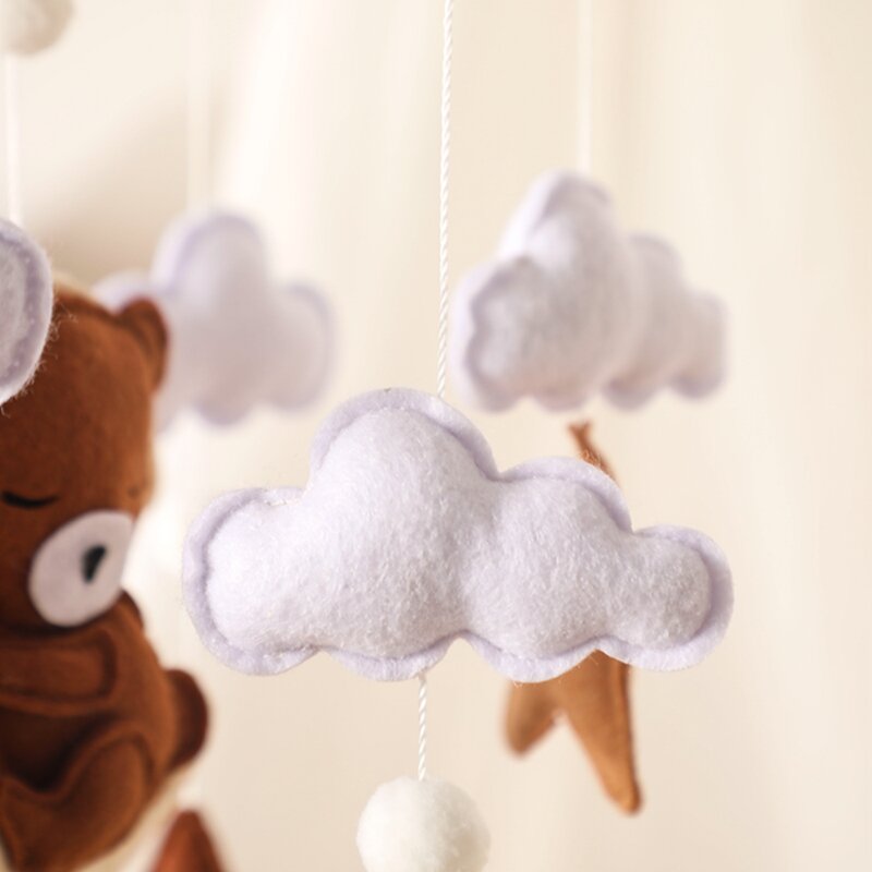 Lassen Sie uns Holz Baby Rasseln weichen Filz Cartoon Bär bewölkten Stern Mond hängen Bett Glocke mobile Krippe Montessori Bildung Spielzeug machen