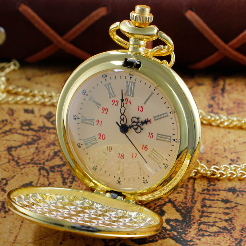 Gold Luxury Fashion Retro Quartz Pocket Watch For Men Women Necklace Chain Clock Souvenir Gift for My Family