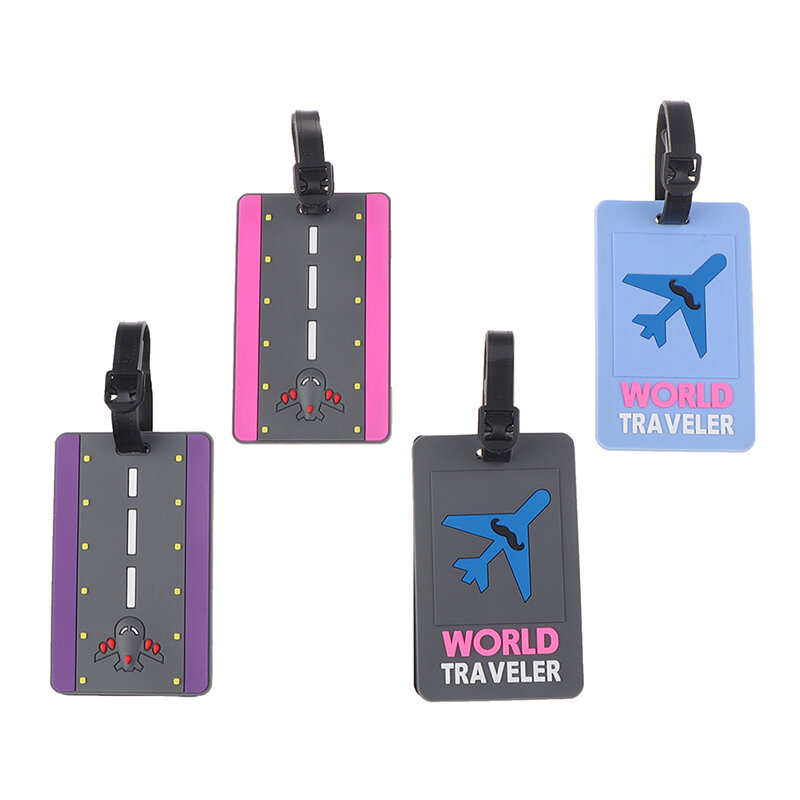 Etiqueta identificadora portátil de silicona con dibujos animados para maleta, identificación de equipaje, soporte de dirección, accesorios de viaje