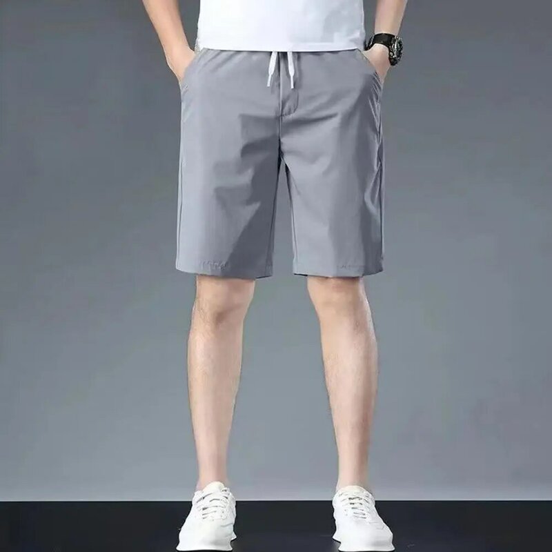 Pantalones cortos impermeables para hombre, Shorts Cargo con cordón ajustable, bolsillos en la cintura, cómodos hasta la rodilla para verano