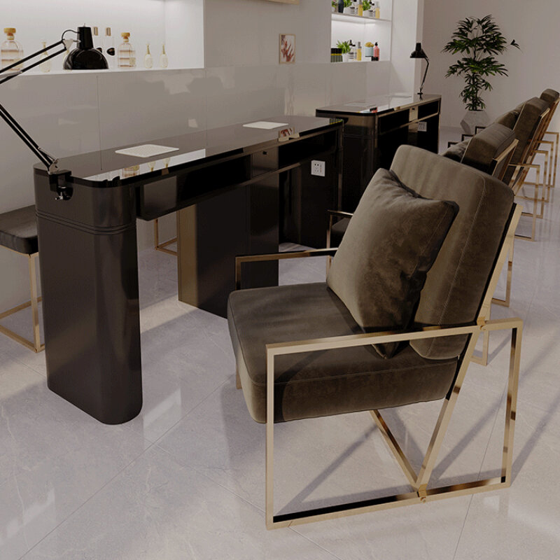 Organizador de diseño de escritorio de uñas de vidrio negro, MESA DE MANICURA nórdica, estética moderna, Do Paznokci Stolik, equipo de salón, muebles