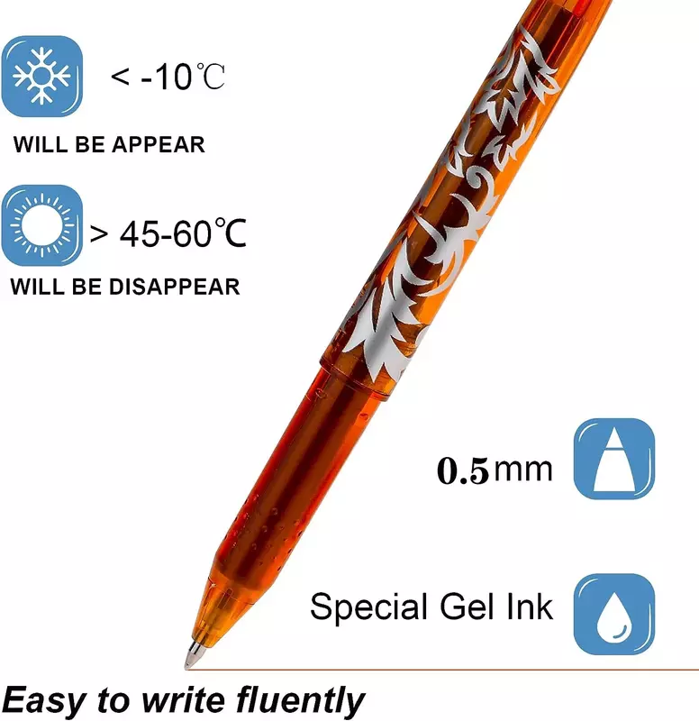 Stylos gel effaçables, recharge multicolore, stylo de couleur Kawaii pour dessin, écriture, encre gel, stylo rmatérielle, papeterie, 12 couleurs, 0.5mm