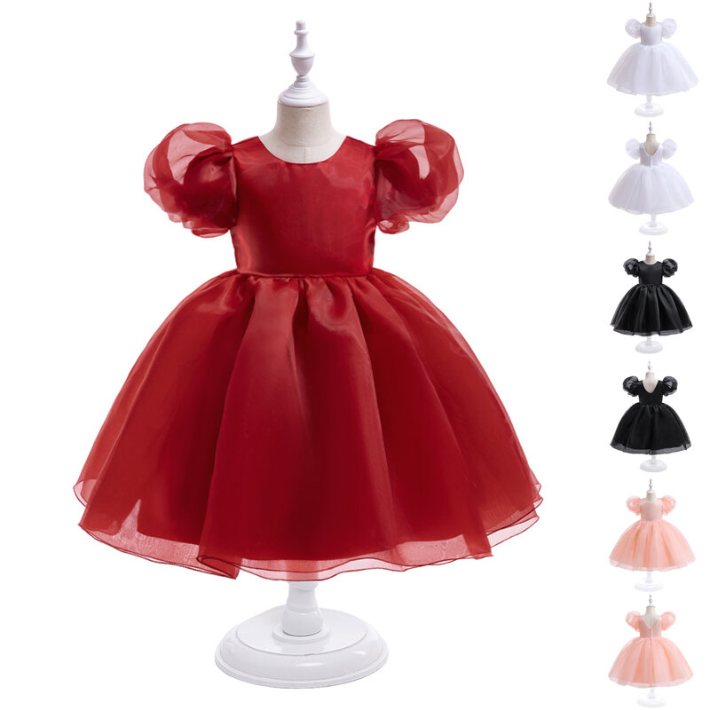 MQATZ ubranka dla niemowląt Girls bordowe dzieci księżniczka wieczorowa na imprezę bal gospodarz druhna ślubna letnia sukienka czarna kula suknia