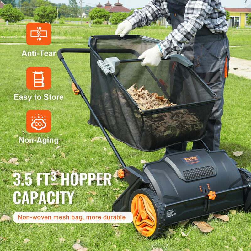 Lawn Sweeper Empurre Folha Collector, 21 "3,5 Cu Ft Capacidade Ajustável Capacidade Capacidade
