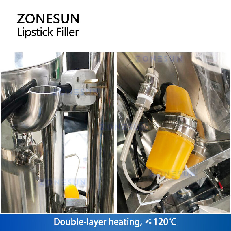 ZONESUN-التدفئة خلط أحمر الشفاه ملء آلة ، دليل الشفاه بارم حشو ، مستحضرات التجميل يشكلون معدات منتجات التجميل ، ZS-GTK20