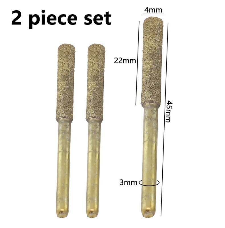 2 Pcs Polishing Head Sharpener Burr Bit Diamond 4/4.8/5.5mm Grinder Chain Saw Drill Carving Electric Grinder Accessories