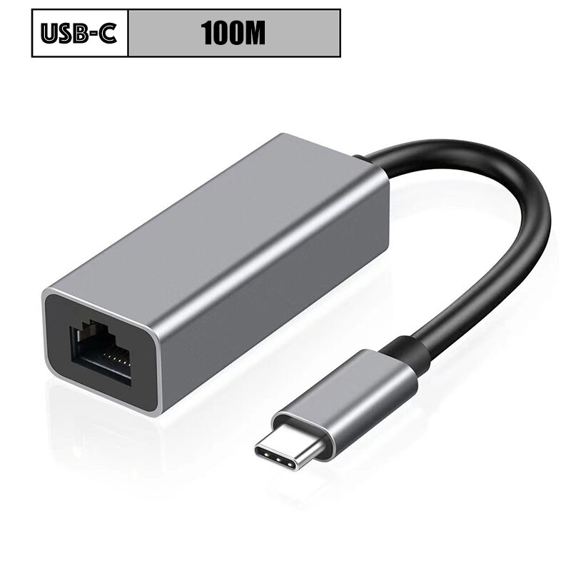 USB C Adaptador Ethernet Externo, Placa de rede, Tipo C para RJ45, Cabo de Internet com fio LAN para MacBook, PC, Windows 7, 8, 10, 100 Mbps, 1000Mbps