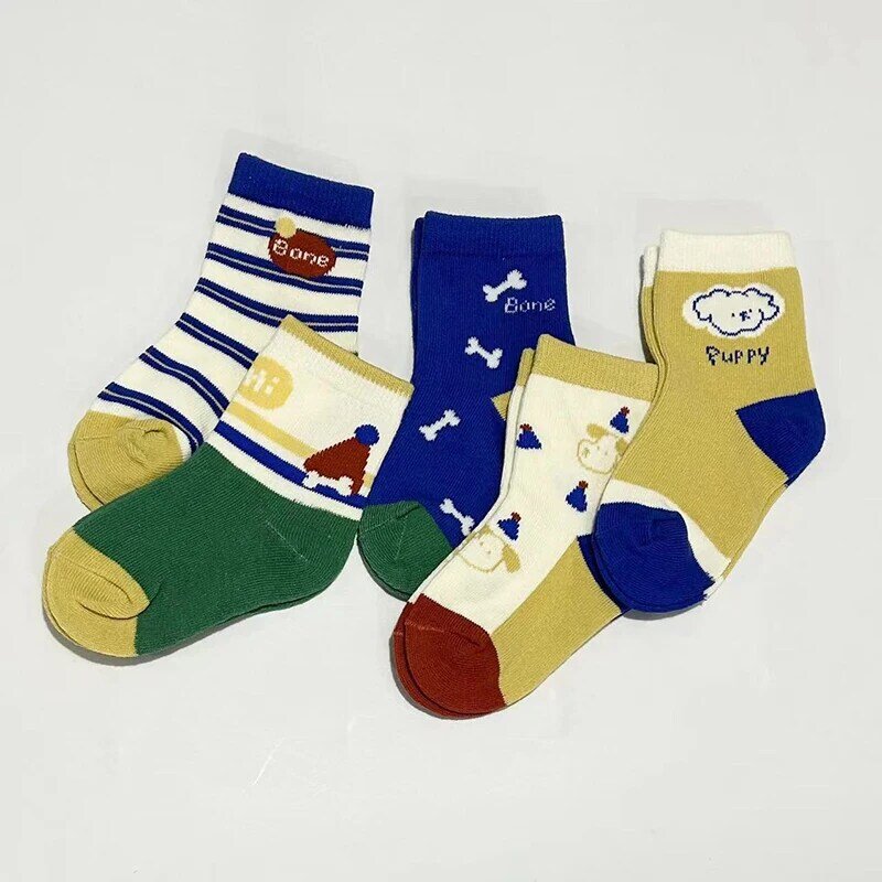 5 Pairs Boys And Girls Tube Socks Cute Cartoon Children Casual Socks Four Seasons Baby Skin Cotton Socks 1-12 Years