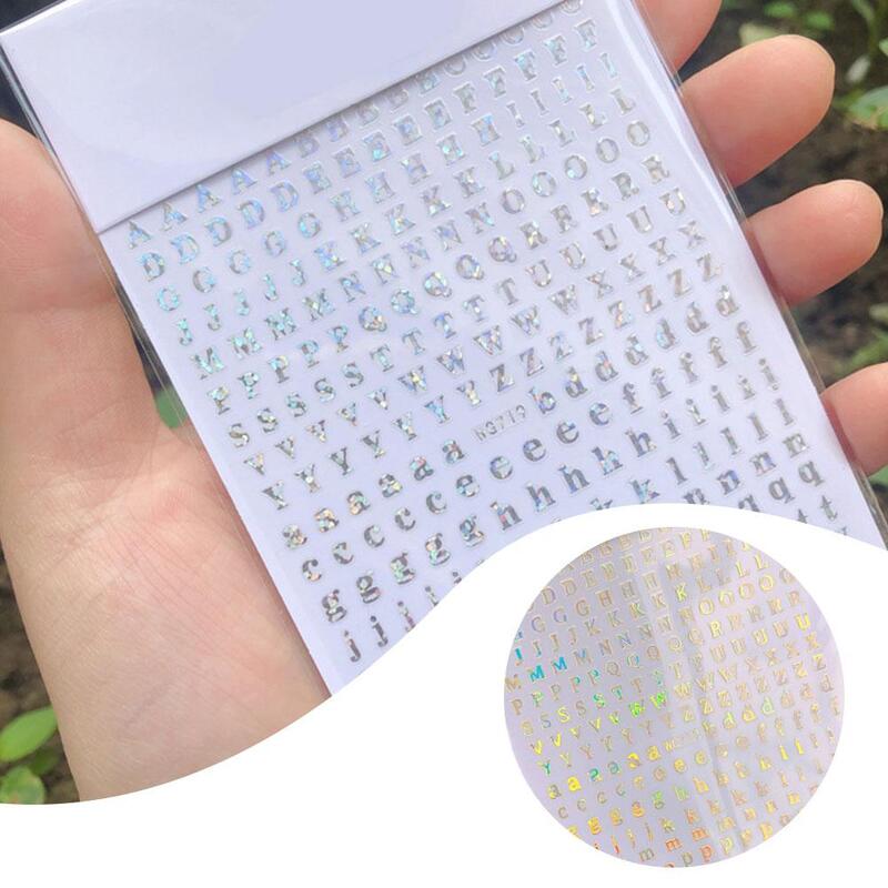 1PCS New English Alphabet Nail Stickers Multi-Color Laser Reflective Nail Slider Art Cool Text Nail Kit