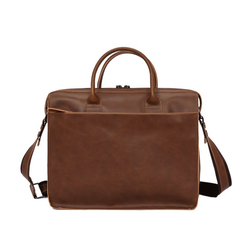 Vintage Business Men's Briefcase Bag Luxury PU Leather Handbag Large Capacity Shoulder Messenger Bag 14 " Laptop Tote Bag