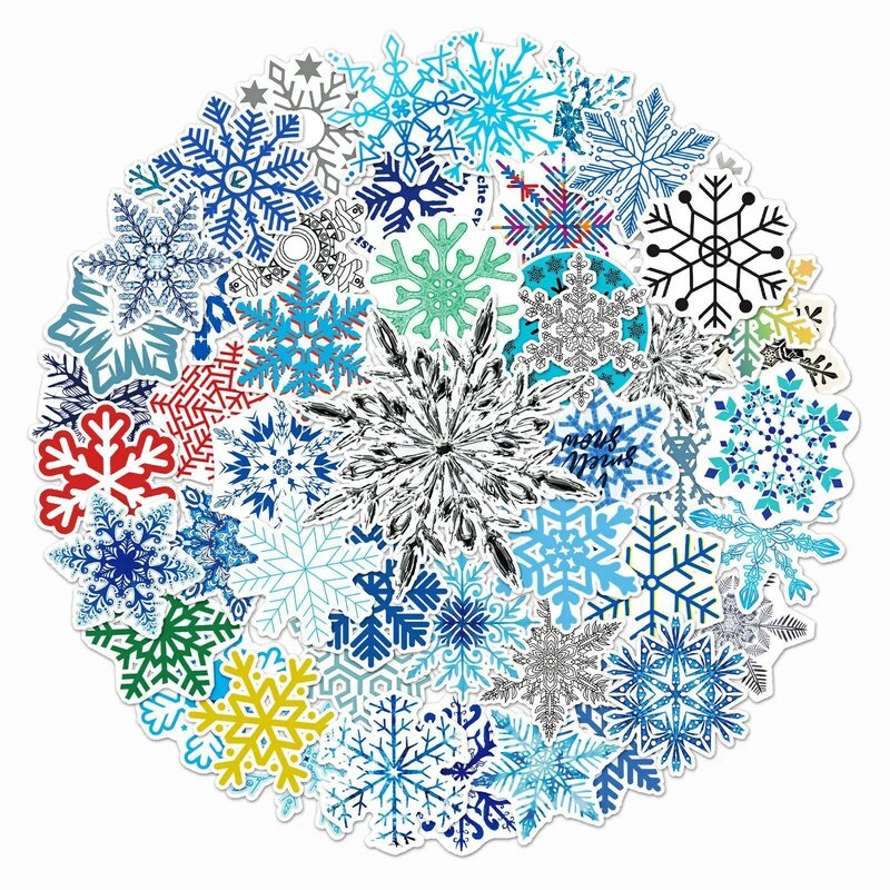 50Pcs Personalized Colorful Snowflake Series Graffiti Stickers Suitable for Laptop Helmets Desktop Decoration DIY Stickers