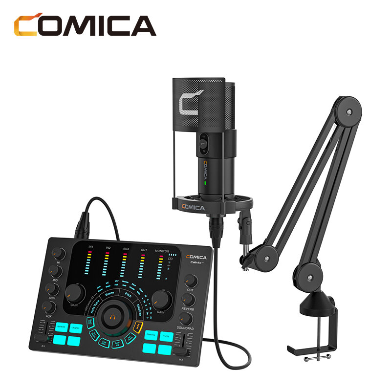 Функция звуковой карты Comica C2, упакованный звуковой интерфейс для записи/подкастинга/потокового воспроизведения для гитариста/вокала/детской музыки