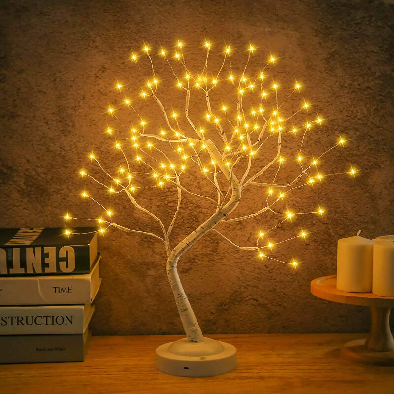 Lámpara LED de noche para árbol, Interruptor táctil de hadas con luz de ambiente, 108LED, para el hogar, dormitorio, boda, fiesta, regalo de cumpleaños