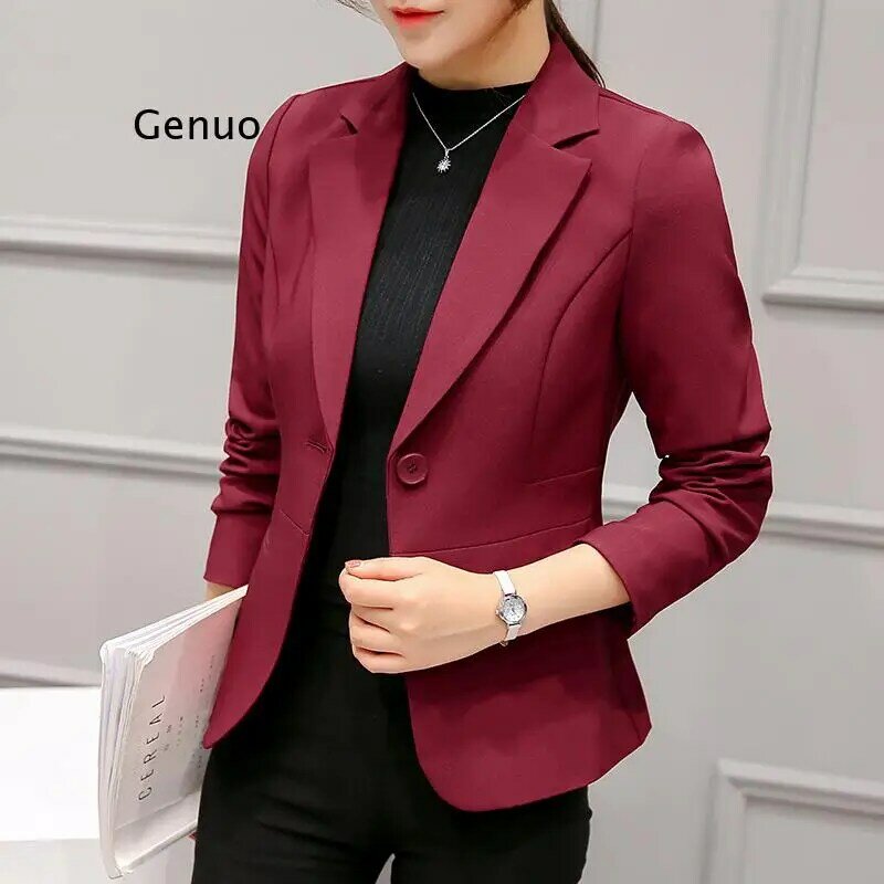 Mulher blazers e jaquetas outono novo feminino curto jaqueta fino feminino terno de manga comprida terno profissional roupas femininas